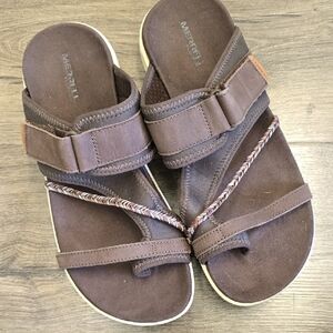 Merrell Brown Sandals with Braided Strap